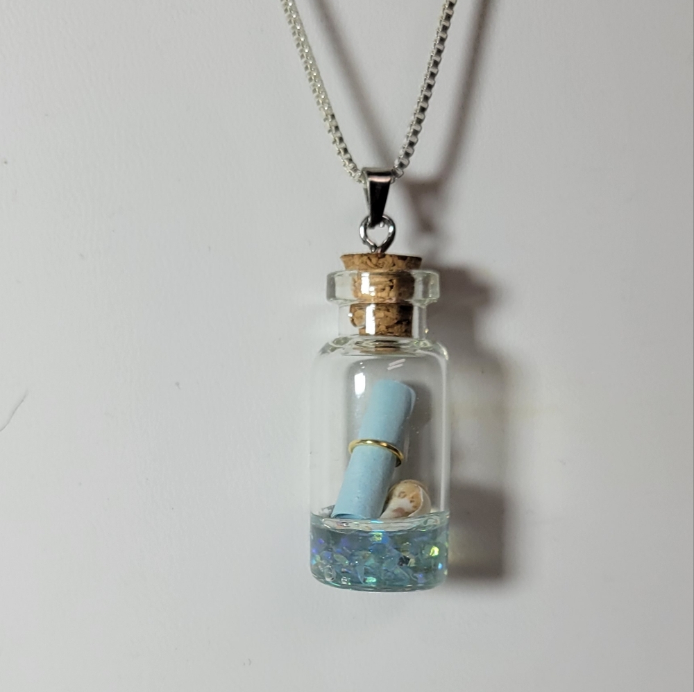 Message in a Bottle 🌊 925 Sterling Silver Box Chain Handmade Necklace 👀 - Picture 3 of 7